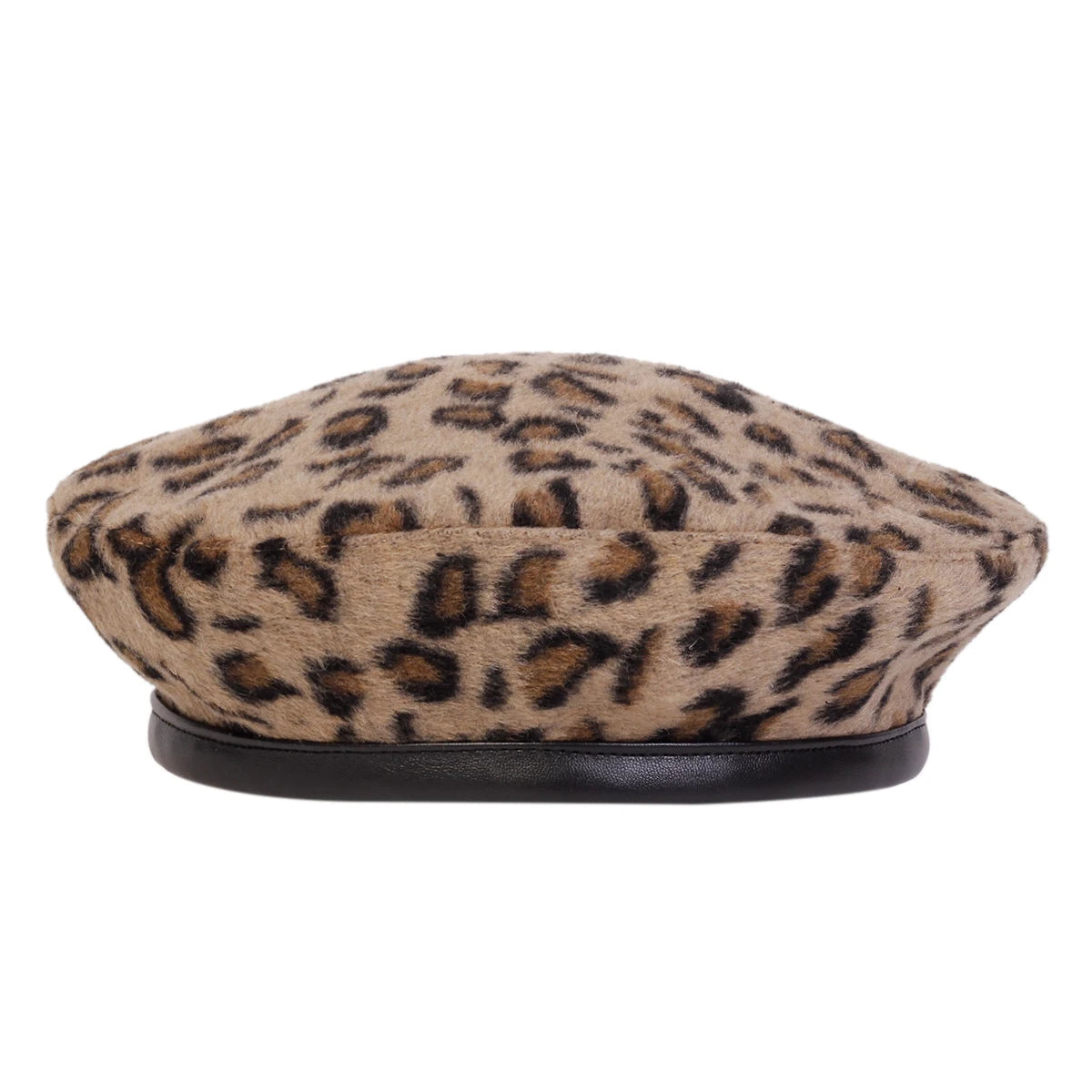 Unisex Fur Leopard Print Beret Men and Women Painters Hats Autumn Winter Warm Berets Flat Caps