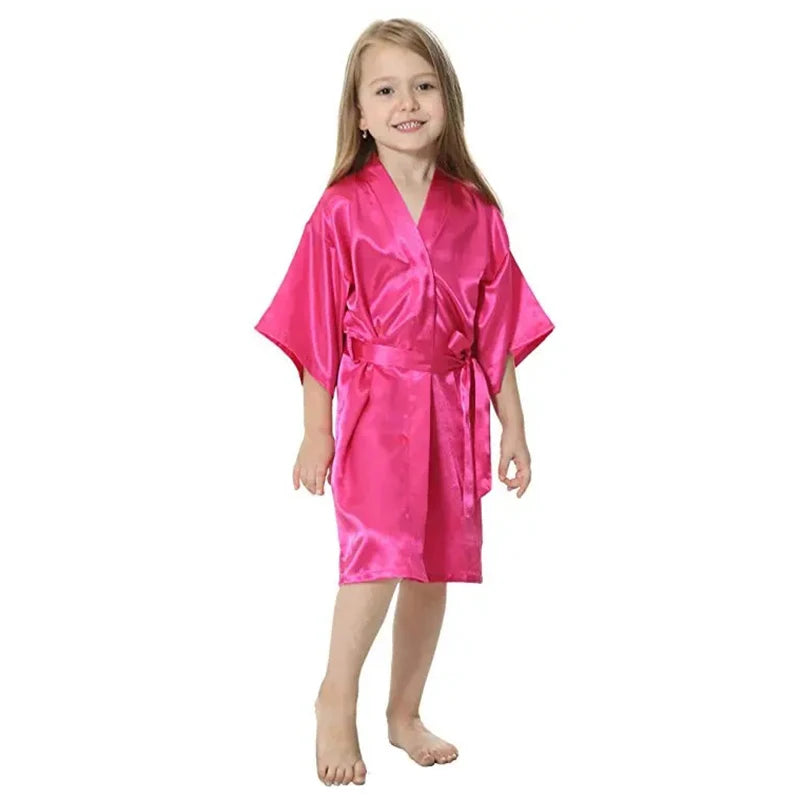 B16811 2017 Hot Sale Silk Kid Robe Kimono Robes Bridesmaid Dress Children Bathrobe Sleepwear Baby Clothes children's bathrobe