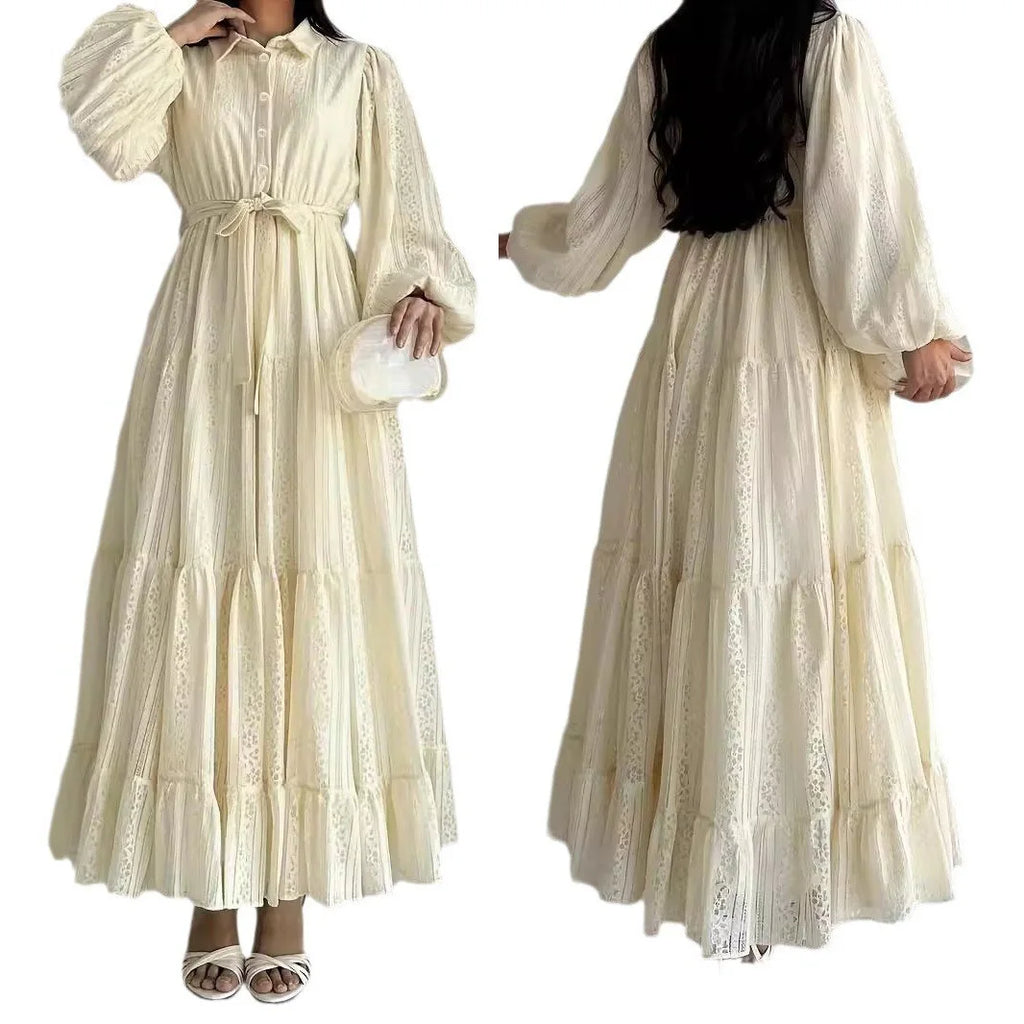 2026 New Women's Fashion Arab Long Robe Lady Party Dresses Spring Autumn Sashes Eid Ramadan Morocco Dubai Kaftan Islam Vestidos