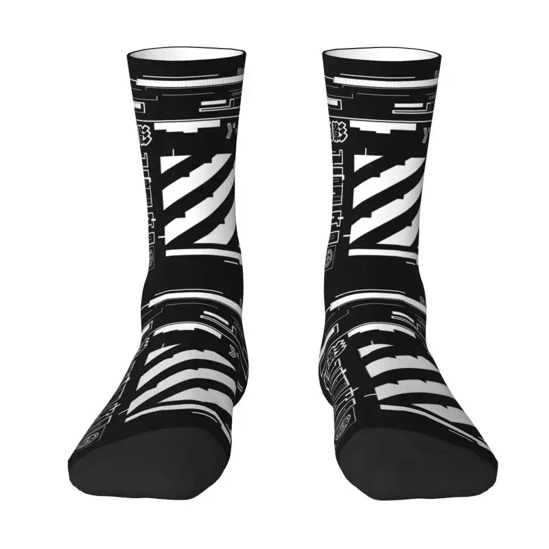 Techwear Men's Crew Socks Unisex Fun Japanese Future Tech Street Wear Style Spring Summer Autumn Winter Dress Socks