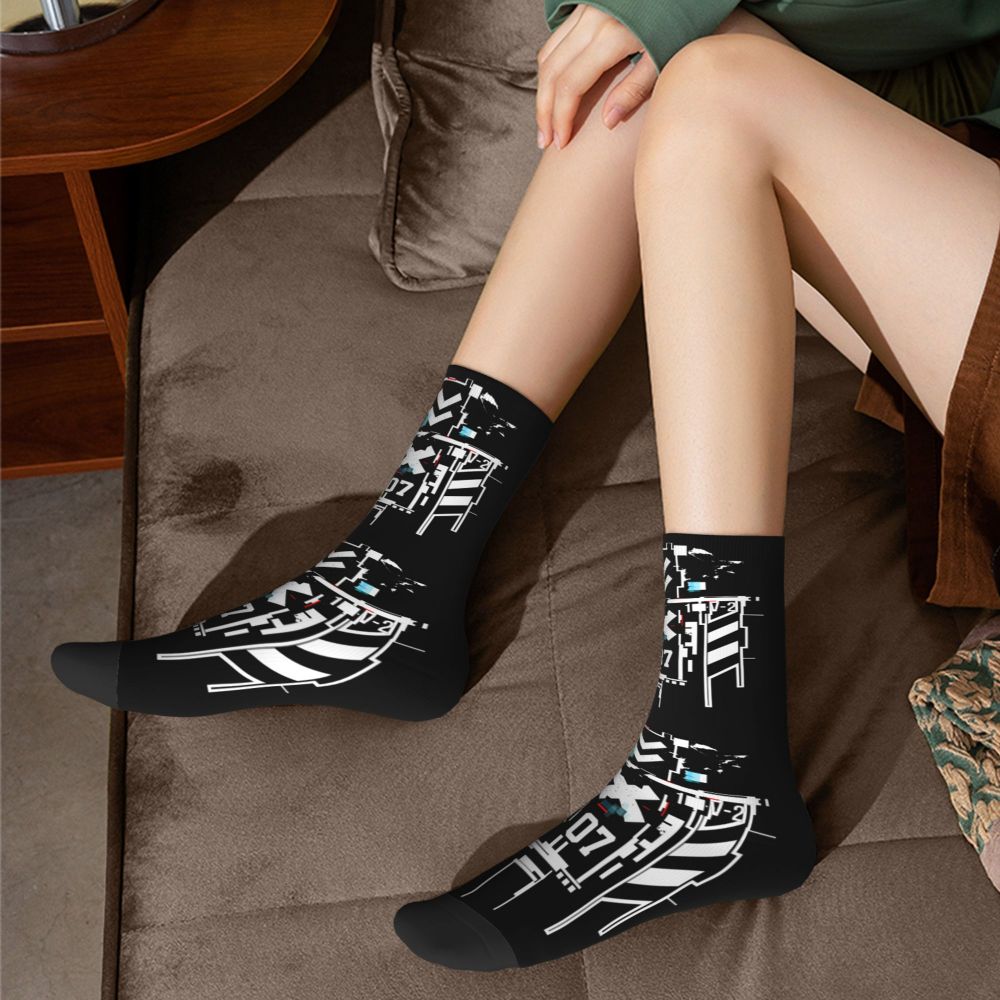 Techwear Men's Crew Socks Unisex Fun Japanese Future Tech Street Wear Style Spring Summer Autumn Winter Dress Socks