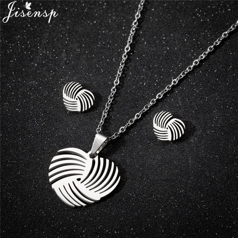 Parure Bijoux Femme Minimaliste – Collier + Boucles d’Oreilles Acier Inoxydable