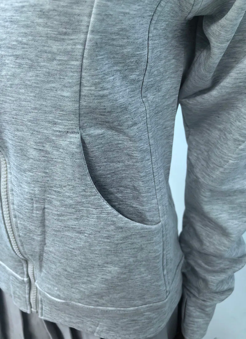 Sweat À Capuche Zipé Femme Slim – Poches Style Coréen Automne 2025