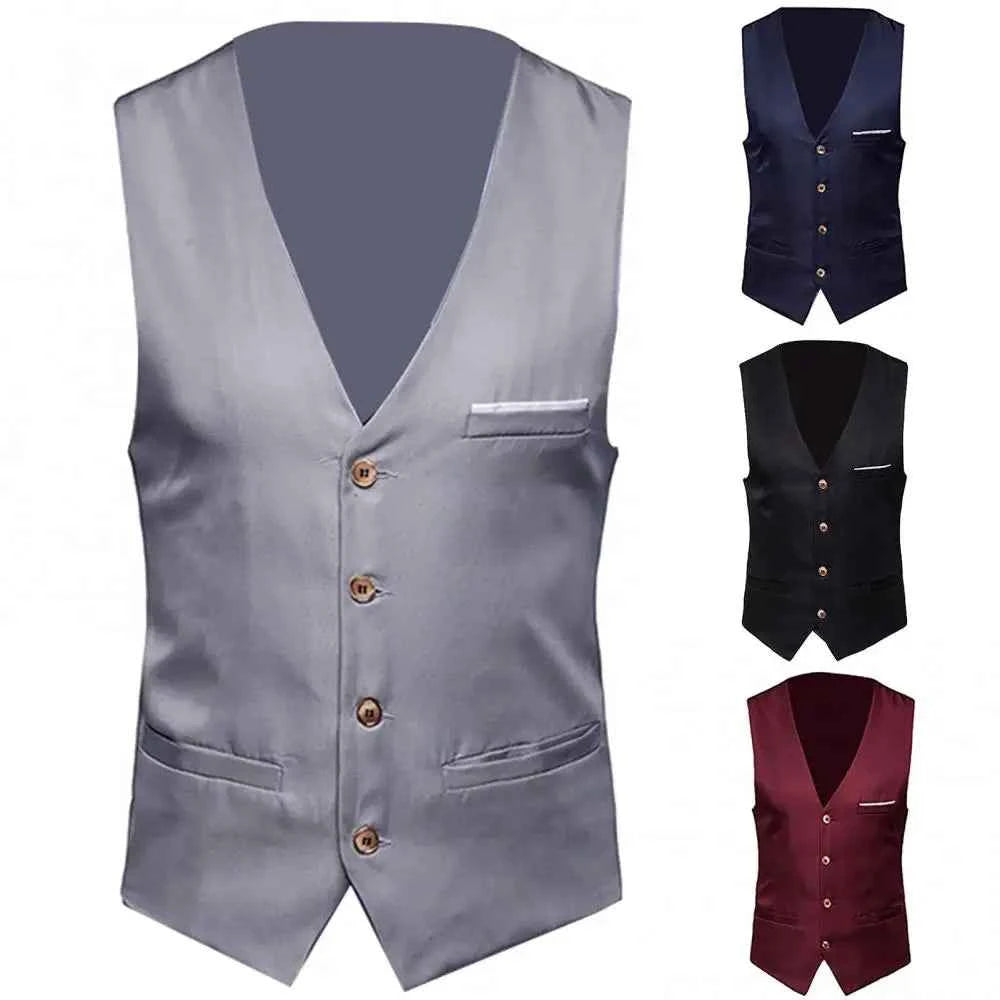 Dress Vests For Men Slim Fits Mens Suit Vest Male Waistcoat Gilet Homme Casual Sleeveless Formal Business Vest chaleco hombre