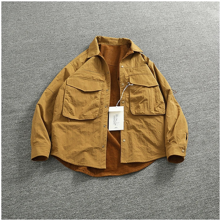 Veste Cargo Réversible Homme A+B – Poches Multiples Casual Américain Automne Hiver