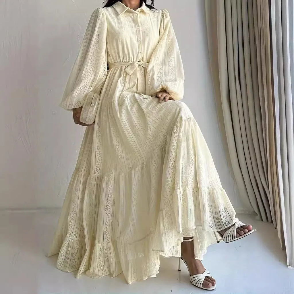 2026 New Women's Fashion Arab Long Robe Lady Party Dresses Spring Autumn Sashes Eid Ramadan Morocco Dubai Kaftan Islam Vestidos