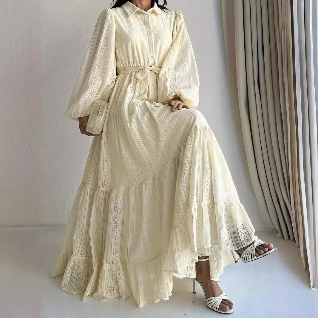 2026 New Women's Fashion Arab Long Robe Lady Party Dresses Spring Autumn Sashes Eid Ramadan Morocco Dubai Kaftan Islam Vestidos