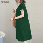 Robe femme ZANZEA à manches courtes – Cordon à la taille