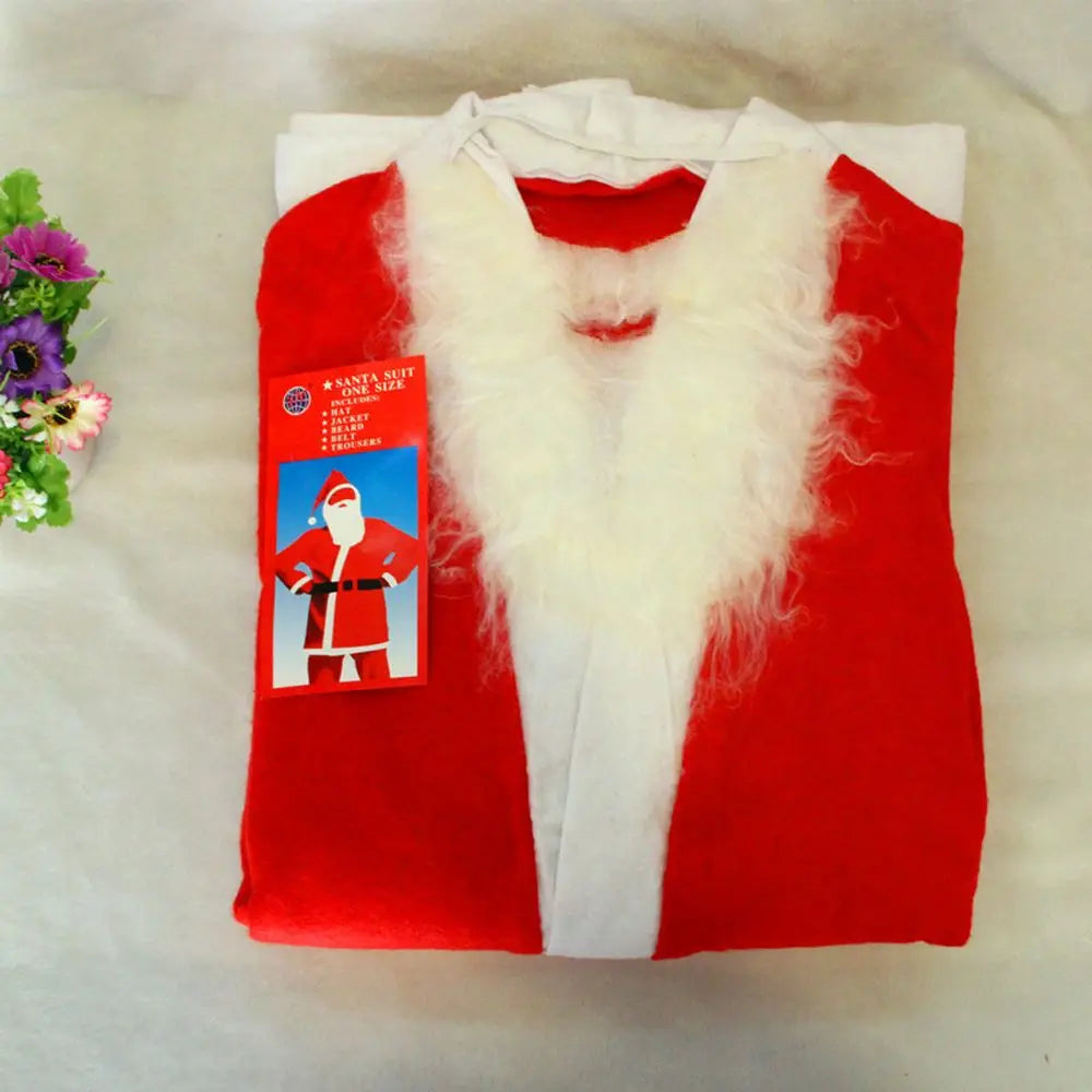 Funny Party Adults Belt Beard Velvet Christmas Clothes Santa Claus Costume Cosplay Suits Hat