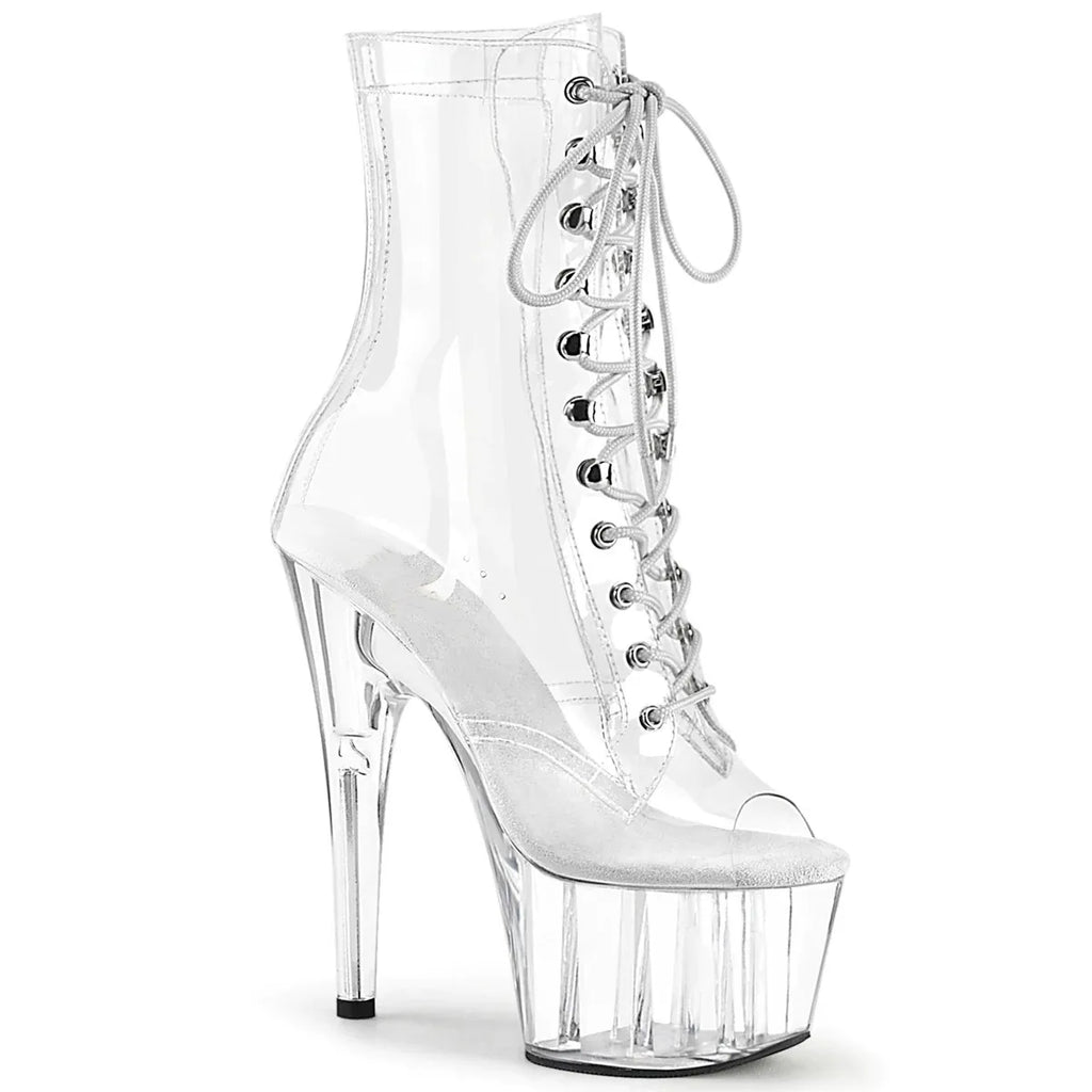 Bottines Pole Dance Transparentes Talon 17-20cm – Plateforme Laçage Scène