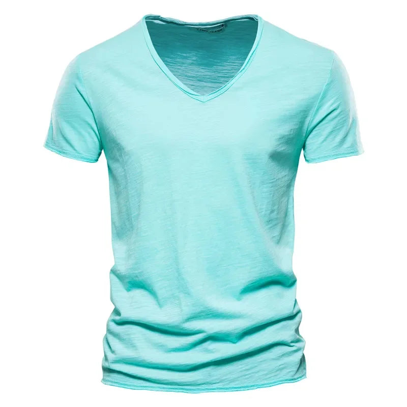 T-shirt homme en coton – Col V slim casual