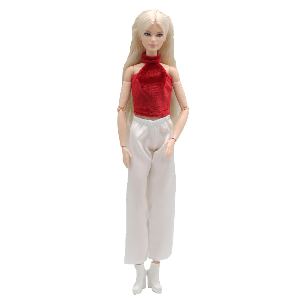 New 30cm 1/6 Doll jeans shorts velvet velvet halterneck vest set Daily Wear Clothes for Barbies doll Accessories