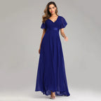 Evening Dresses XUCTHHC Elegant V-Neck Ruffles Chiffon Formal Evening
