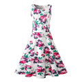 Summer Women Dress Clothing Floral Print Robe Retro Swing Casual Vintage Rockabilly