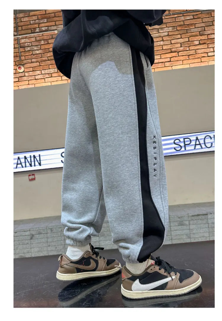 Velvet Pants Kids Children Sports Pants Winter Boys Long Cotton School Thick Casual Warm Grey Trousers 5 7 9 11 13 14 Years Old