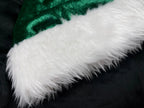 Christmas Elf Costume for Adults Men Women Couple Green Velvet Dress Suit Belt Hat Striped Stockings Xmas Party Cosplaywear