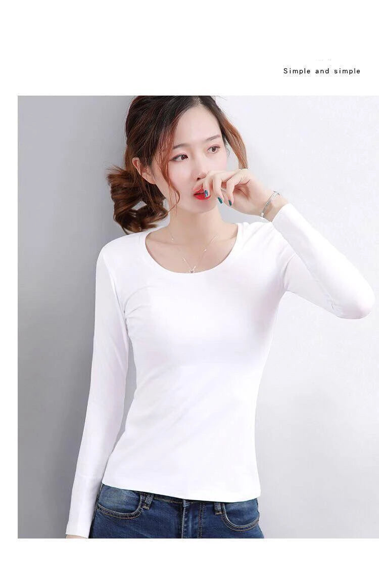 1pcs Women Velvet Thermal UnderwearT-shirt Solid Color V-Neck TShirt Winter Warm Top Female Round Neck Long Sleeve Tee Pullover