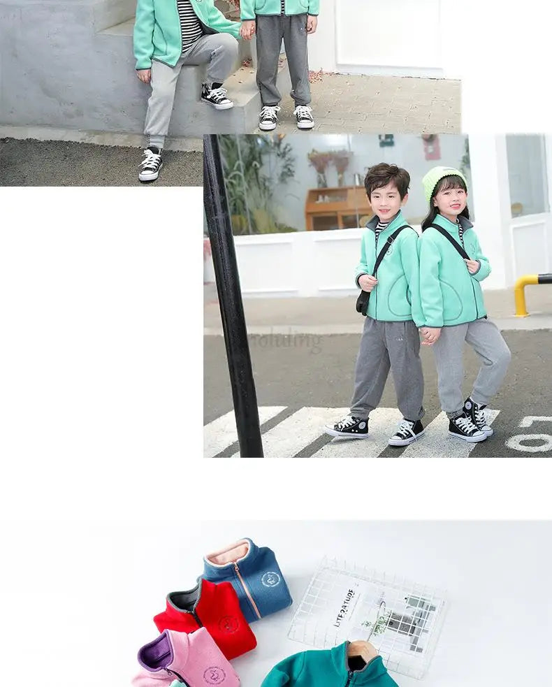 Manteau Polaire Enfant À Capuche – Double Polaire Chaud Zipé 2-14 Ans