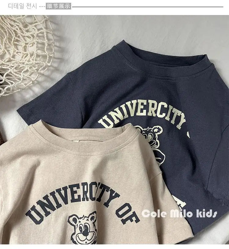 Pure Cotton Kids T-shirt Summer Clothes Short Sleeved Tops Tees Children Costume Fashion Cartoon Boys T Shirts Round Collar