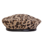 Unisex Fur Leopard Print Beret Men and Women Painters Hats Autumn Winter Warm Berets Flat Caps