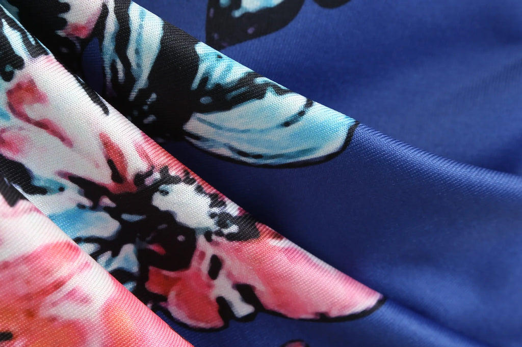 Dresses For Women Summer Style 2025 New Elegant Floral Printing Splicing Sexy Dresses Casual Office Lady Vestido Female Clothing