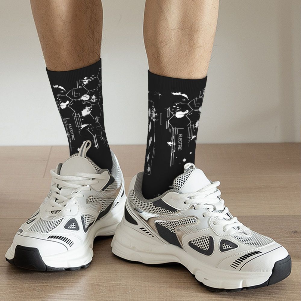 Techwear Men's Crew Socks Unisex Fun Japanese Future Tech Street Wear Style Spring Summer Autumn Winter Dress Socks