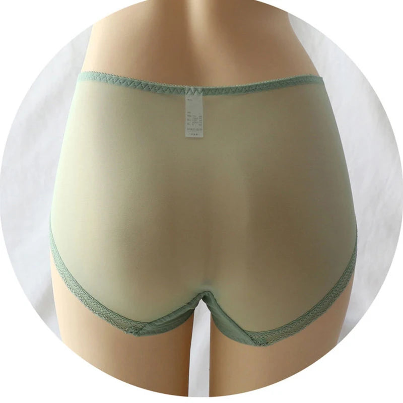 Women Transparent Lace Panties Large Sizes with High Waist Summer Sexy Mesh Hollow Out Briefs Women's Underwear Plus Size