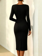 Banquet Dress for Women Elegant Sweet 3D Flower Ruched Bodycon Midi