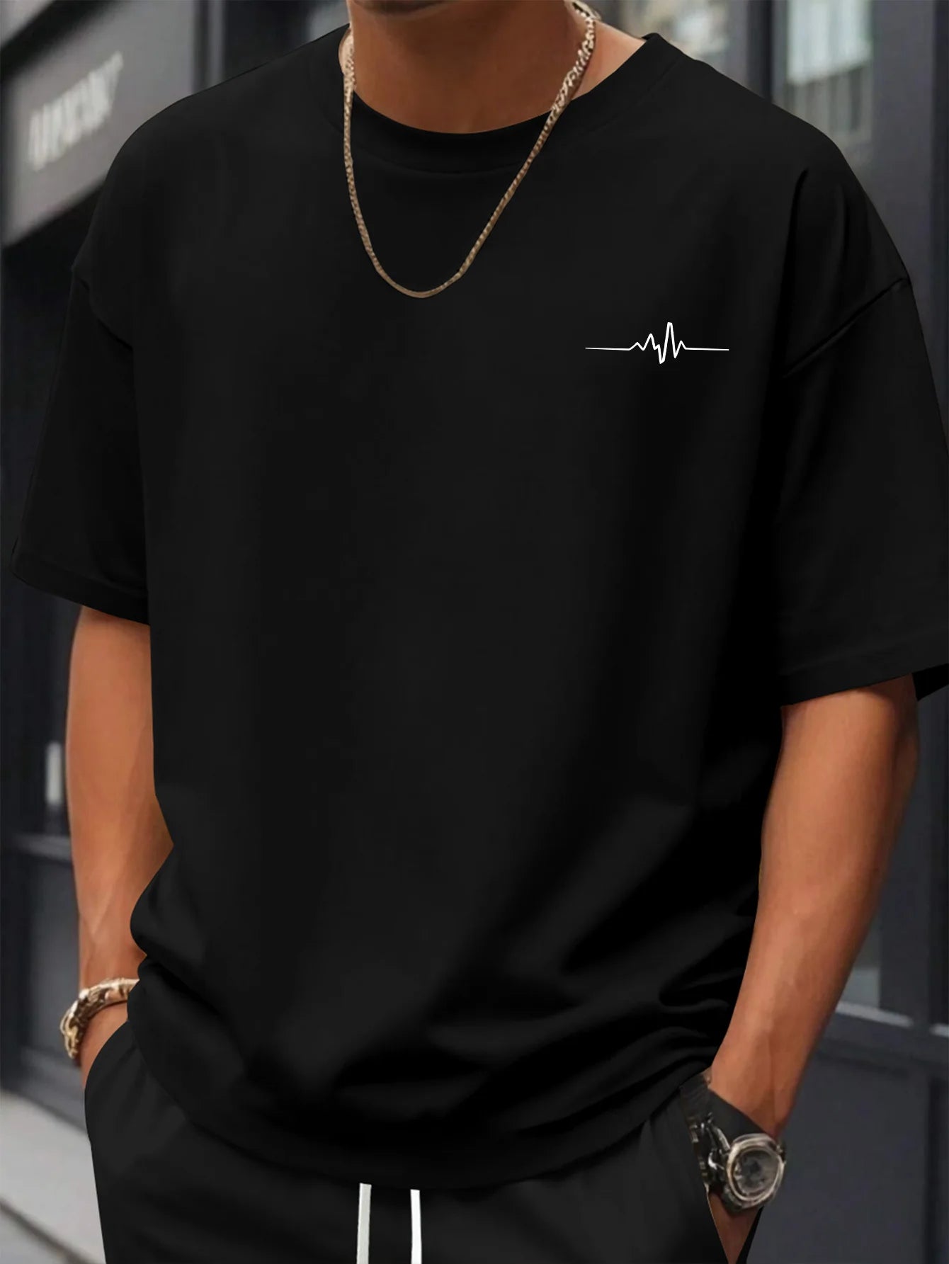 2026 Summer Best-selling Men's Pure Cotton T-shirt Street Casual Fashion Soft and Breathable Simple Stripes Pattern Print