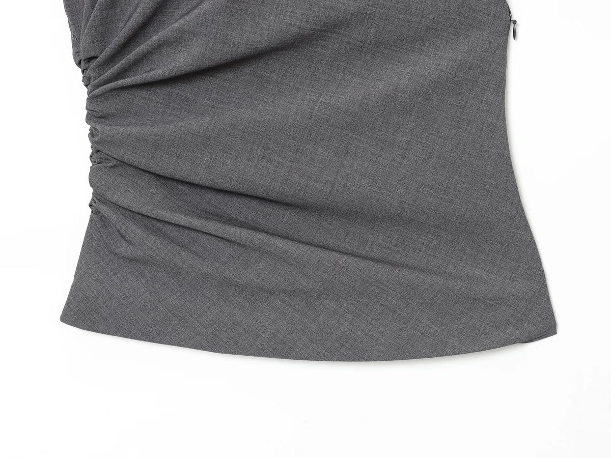 European and American style foreign trade women's clothing new 2025 fashionable versatile solid color no cuff shoulder pad top