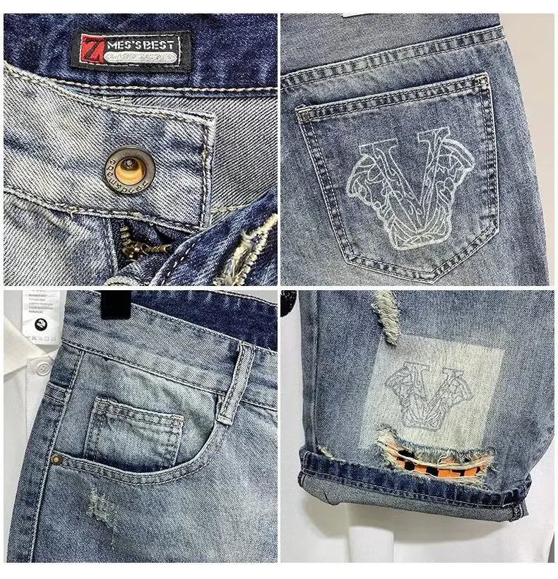 Short en jean homme Y2K – Coupe ample streetwear délavée