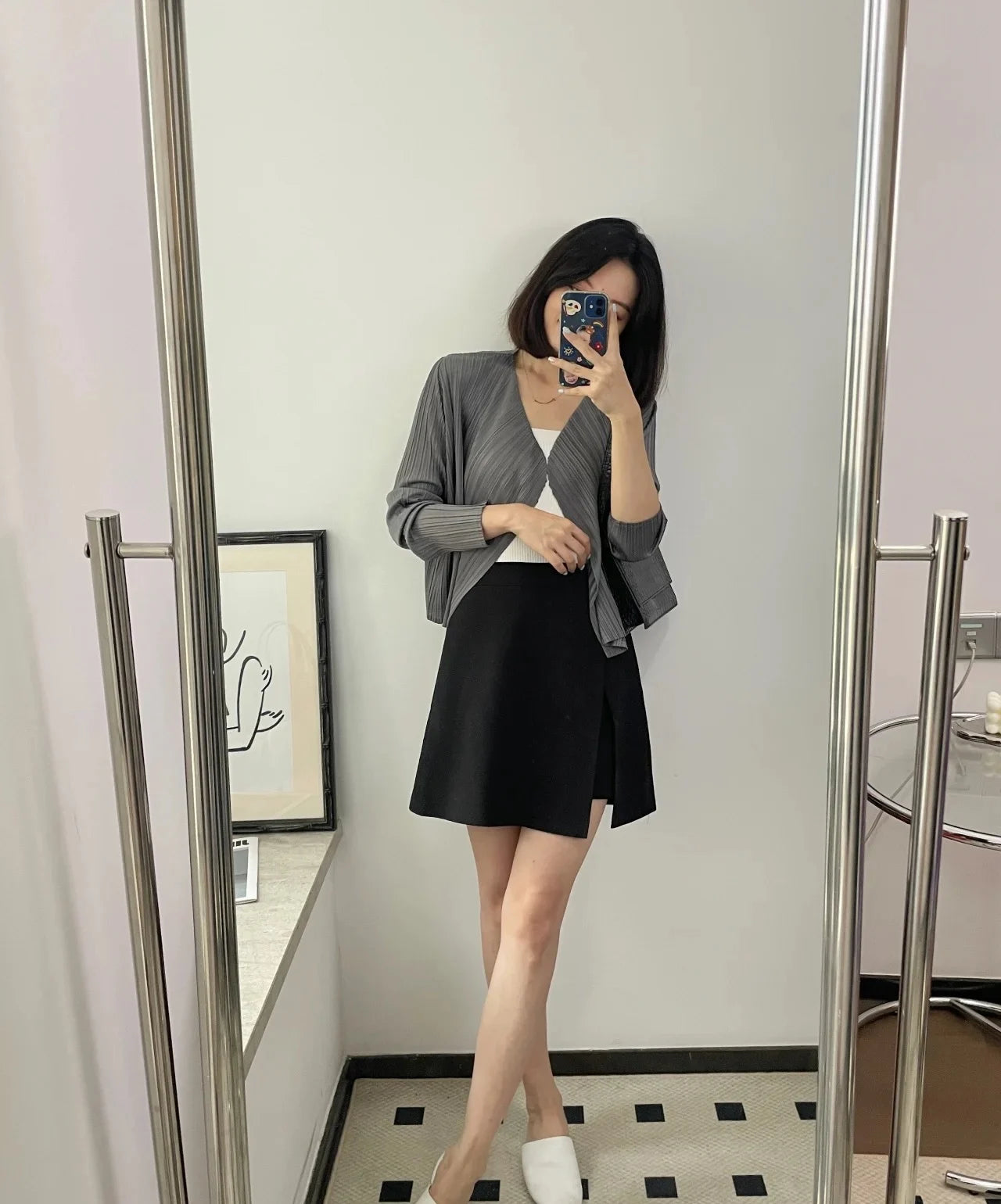 Cardigan plissé femme Miyake — Veste casual manches longues été 2025