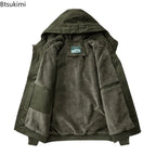 New 2026 Men's Thicken Warm Cotton Jackets Autumn Winter Fleece-lining Loose Casual Hooded Cargo Coats Men Parkas Jackets M-6XL