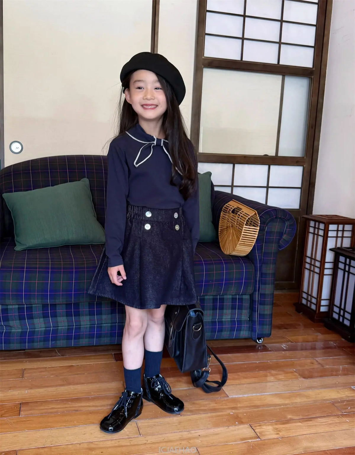Teen Girl Clothes Children  Waist Shell Button Denim Skirt and Top Kids Versatile Casual Outfits Costumes Vintage Girls Elastic