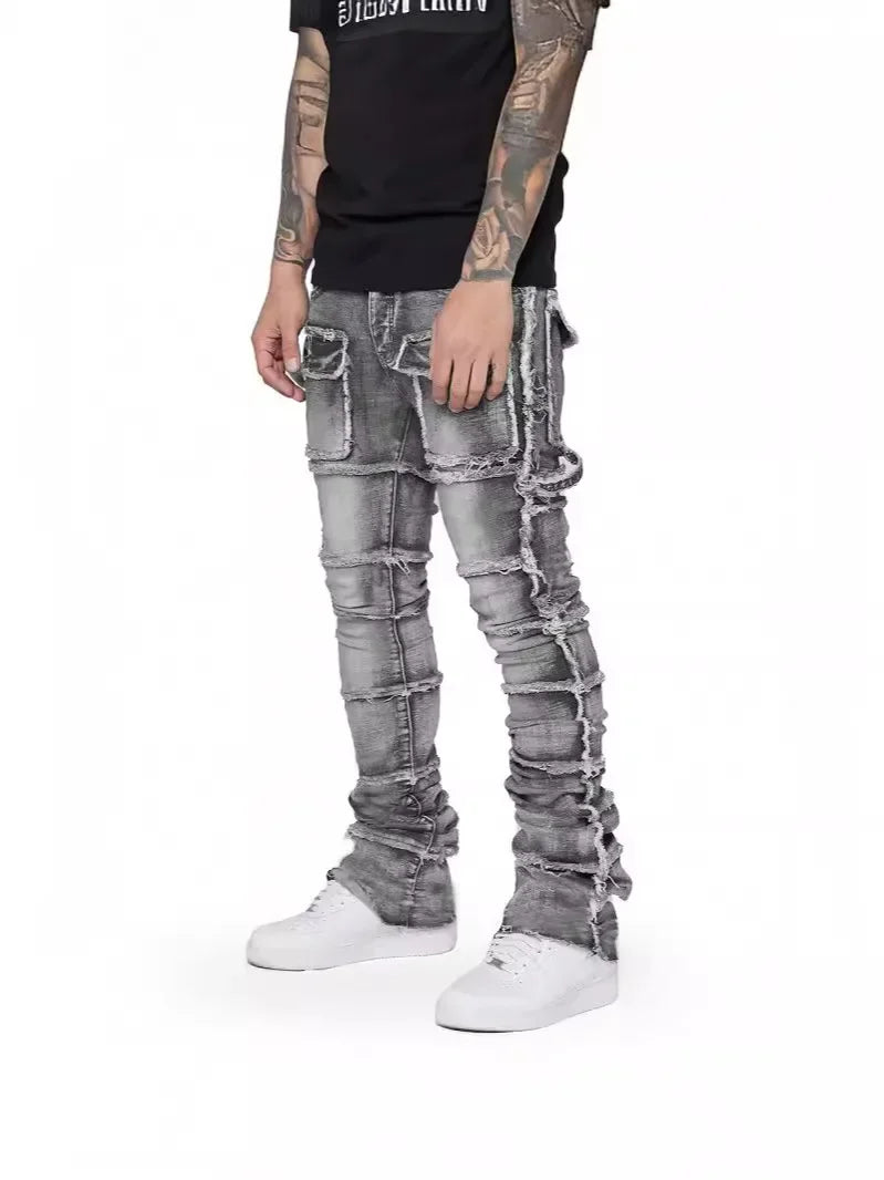 Jean homme évasé avec patch – Workwear streetwear