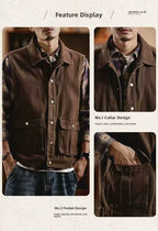 American Retro Workwear Denim Vest Men's Spring New Loose Casual Outdoor Jacket Coat Youth Urban Fashion All Seasons