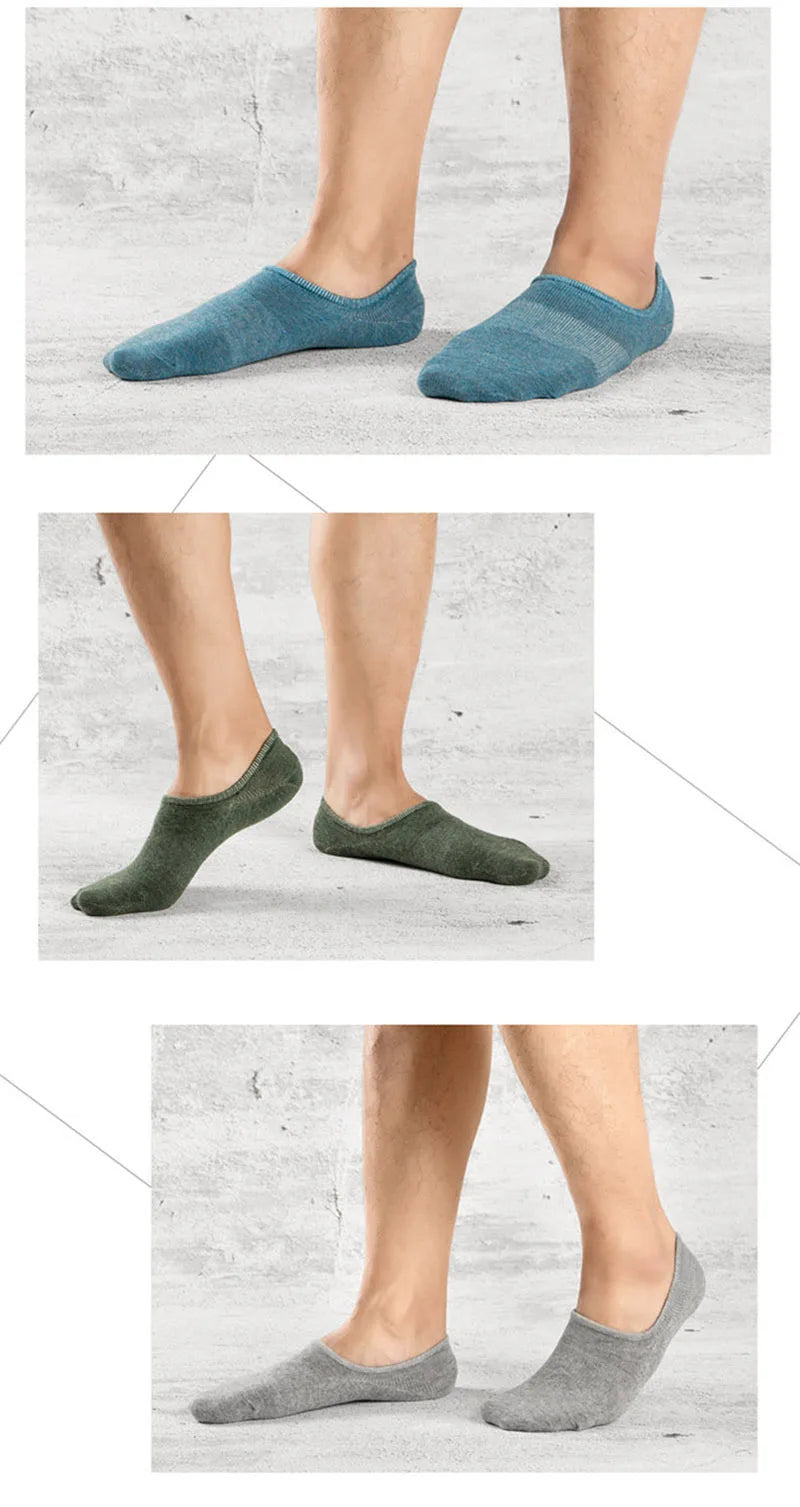 3 Pairs/Lot Plus Size EU47,48 Mens Low Cut Cotton Invisible Socks Silicone Non-slip Summer Autumn Comfort Black White Boat Socks