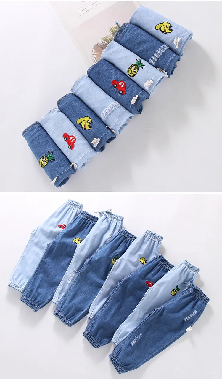 Summer kids girls boys baby clothes outer wear thin loose denim trousers for toddler girls children's clothing jeans pants