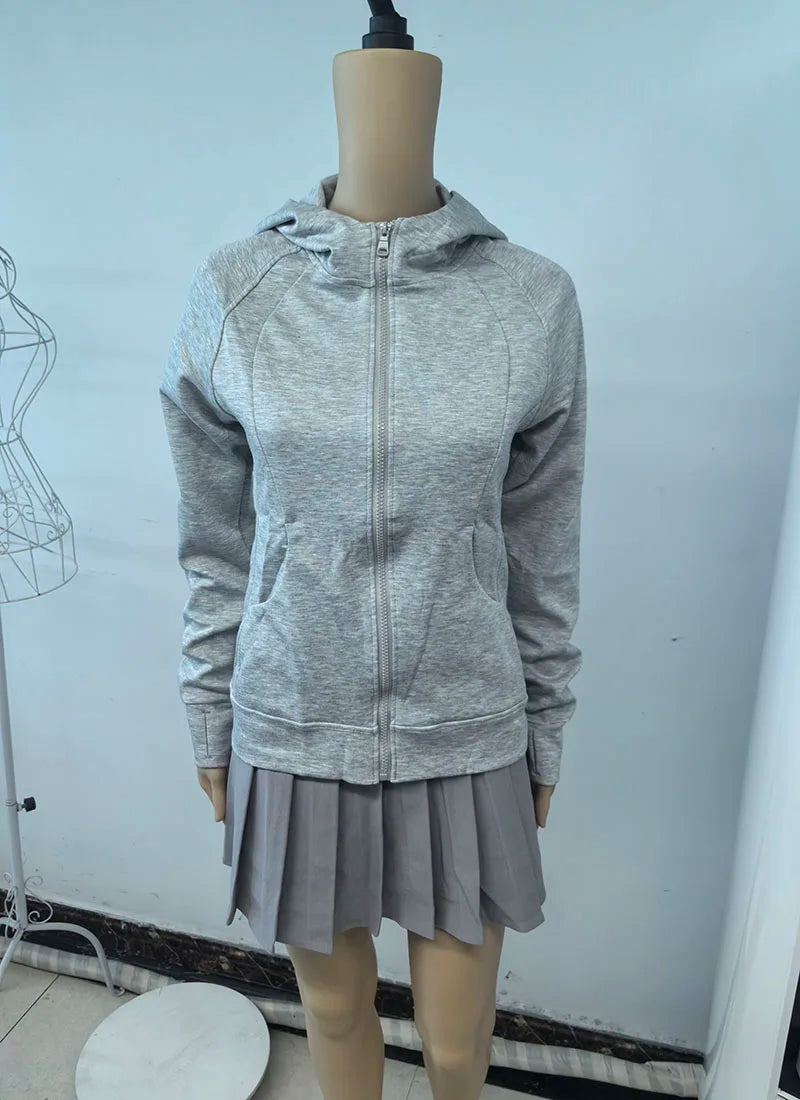 Sweat À Capuche Zipé Femme Slim – Poches Style Coréen Automne 2025