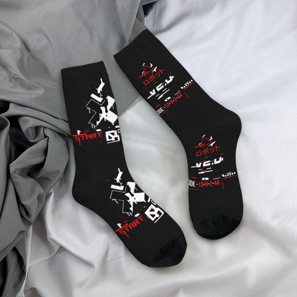Techwear Men's Crew Socks Unisex Fun Japanese Future Tech Street Wear Style Spring Summer Autumn Winter Dress Socks