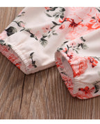 Newborn Baby Girl Clothes Set Solid Knitting Long Sleeve Tops Floral Print Pants Headband 3Pcs Outfits Casual Infant Clothing