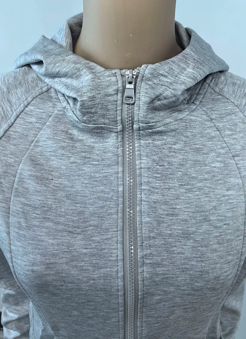 Sweat À Capuche Zipé Femme Slim – Poches Style Coréen Automne 2025