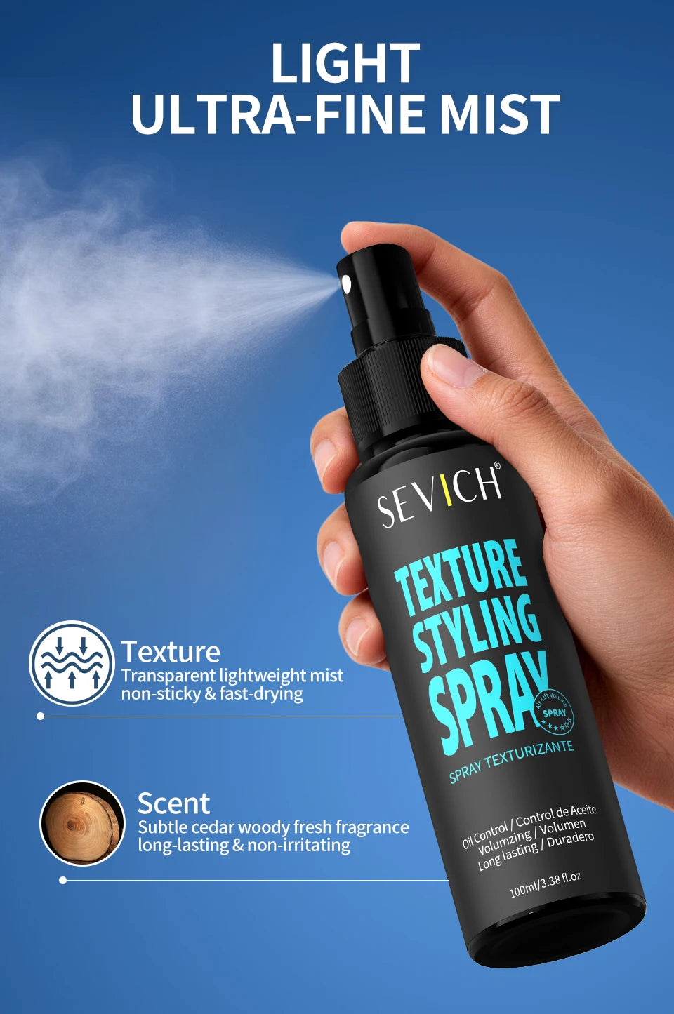 3 Secs Texture Styling Spray for Hair Men & Women,Adds Instant Volume, Texture, Thickness, & Light Hold Texturizing & Thickenin