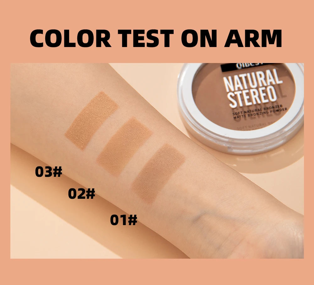 QIBEST Single Color Bronzer Contour Palette Face Shading Grooming Powder Lasting Matte Nose Shadow Highlight Blush Face Makeup