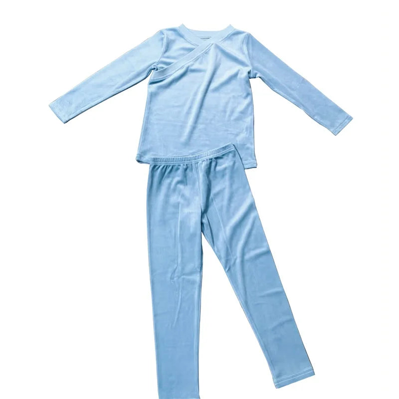 AS 2025 Autumn Soft Wrap Velvet pjs kids clothes baby footie teen nightgown