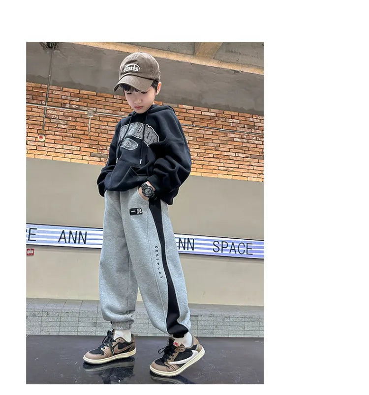 Velvet Pants Kids Children Sports Pants Winter Boys Long Cotton School Thick Casual Warm Grey Trousers 5 7 9 11 13 14 Years Old