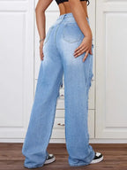 Jean large femme déchiré – Taille haute