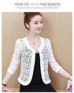 Veste courte en dentelle femme – Manches trois-quarts