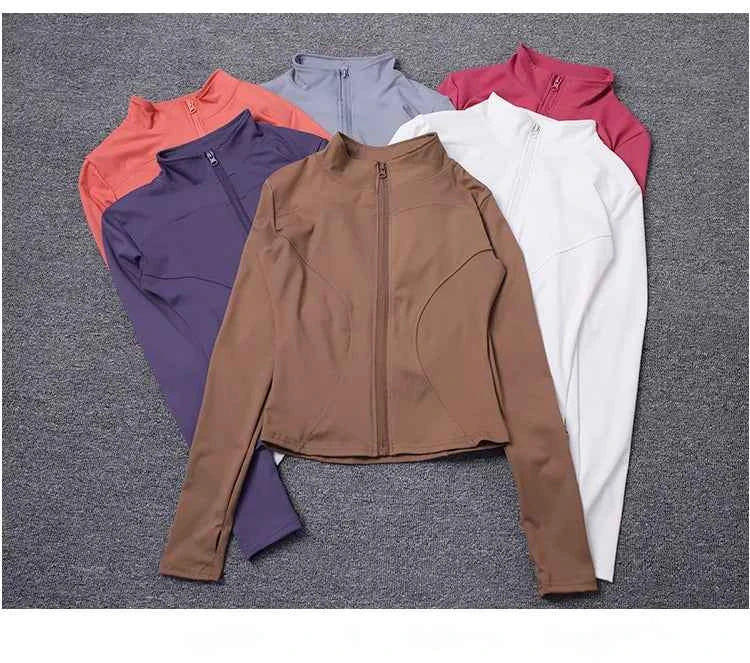 Women Sport Jacket Long Sleeve Shirt Workout Coat Gym Training Clothing Yoga Sportswear