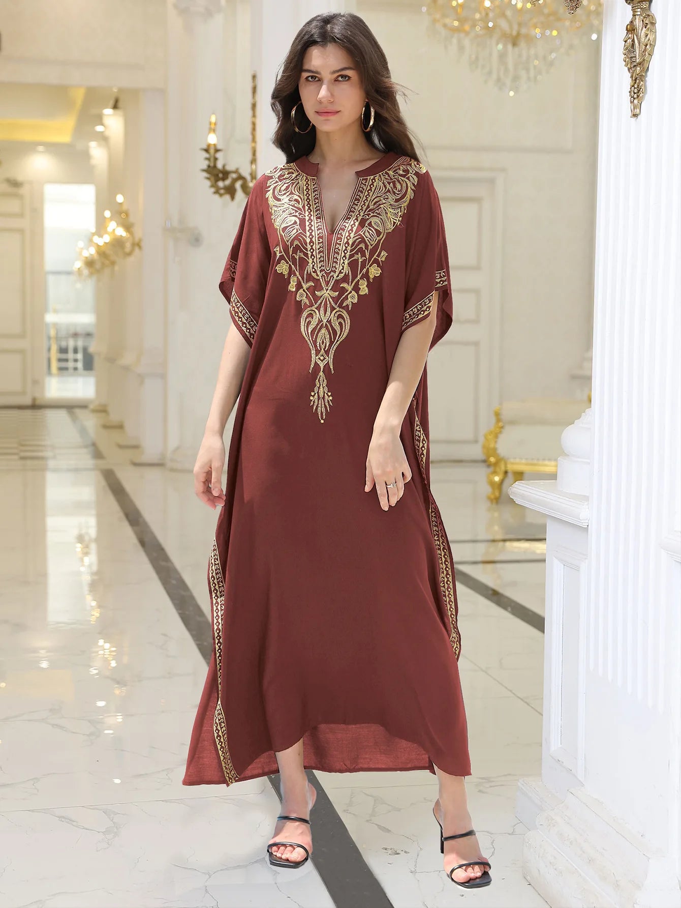 Boho Dress Women's Fashion Cotton Embroidered Beach Sun Protection Dresses For Women Loose Robe Bikini Swimsuit Outer Blouse